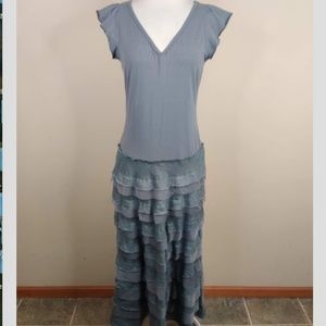 SUNDANCE BOUTIQUE Grey Linen/Mesh Maxi Dress- L